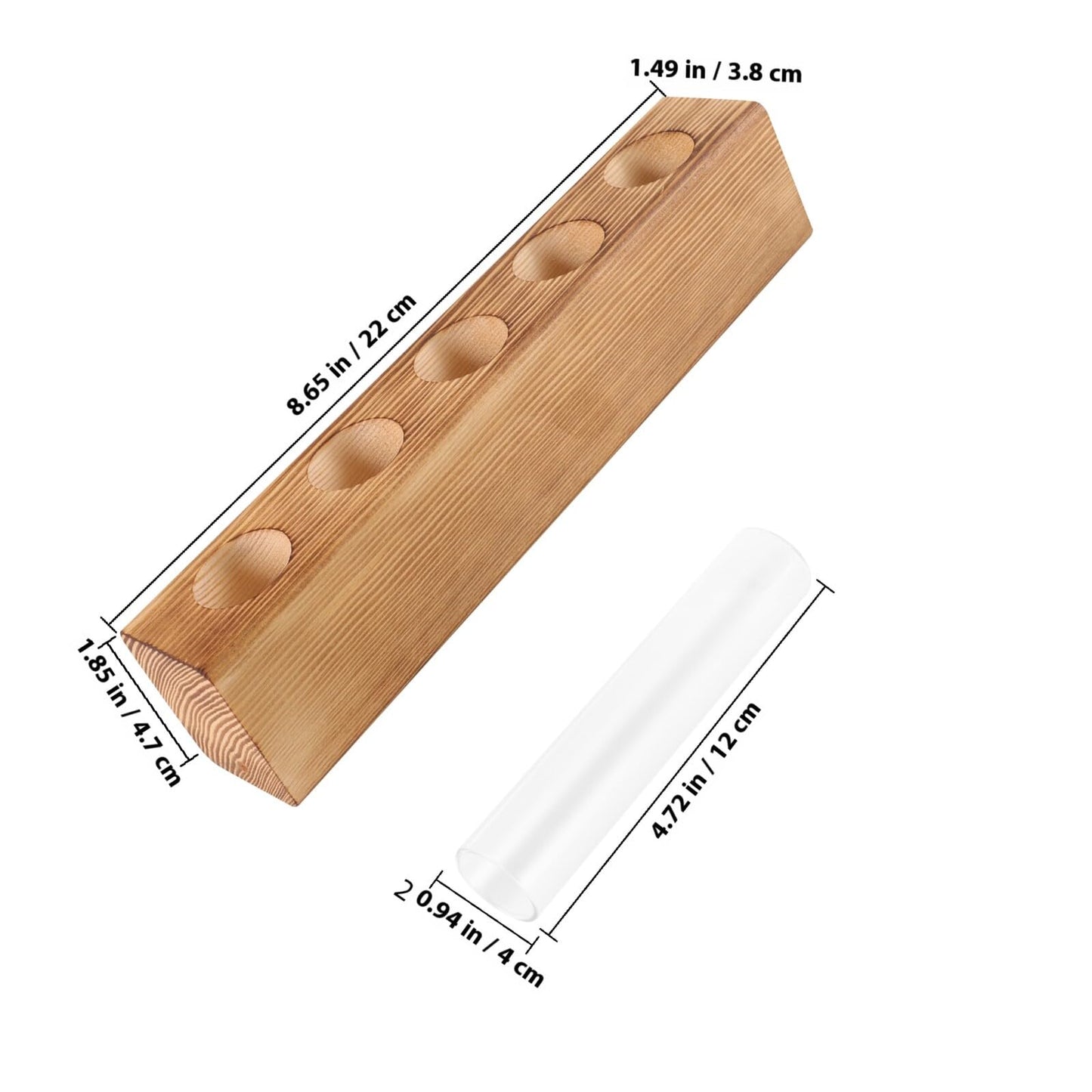 BESPORTBLE Hydroponic Glass Vase with 5-Hole Wooden Stand, Indoor Plant Terrarium for Desktop Decor and Air Plant Propagation, Creative Home Garden Holder