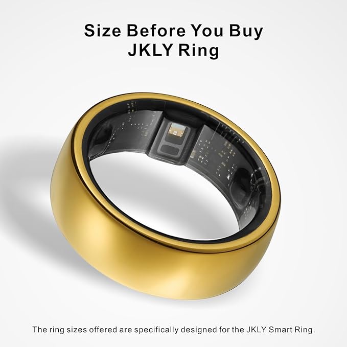 Smart Ring, Activity Trackers, Sleep Ring, Fitness Tracking, Stress Tracker, Heart Rate, Meditation, Temperature, Respiratory, No App Subscription, Women, Men, iOS, Android (Golden, 8)