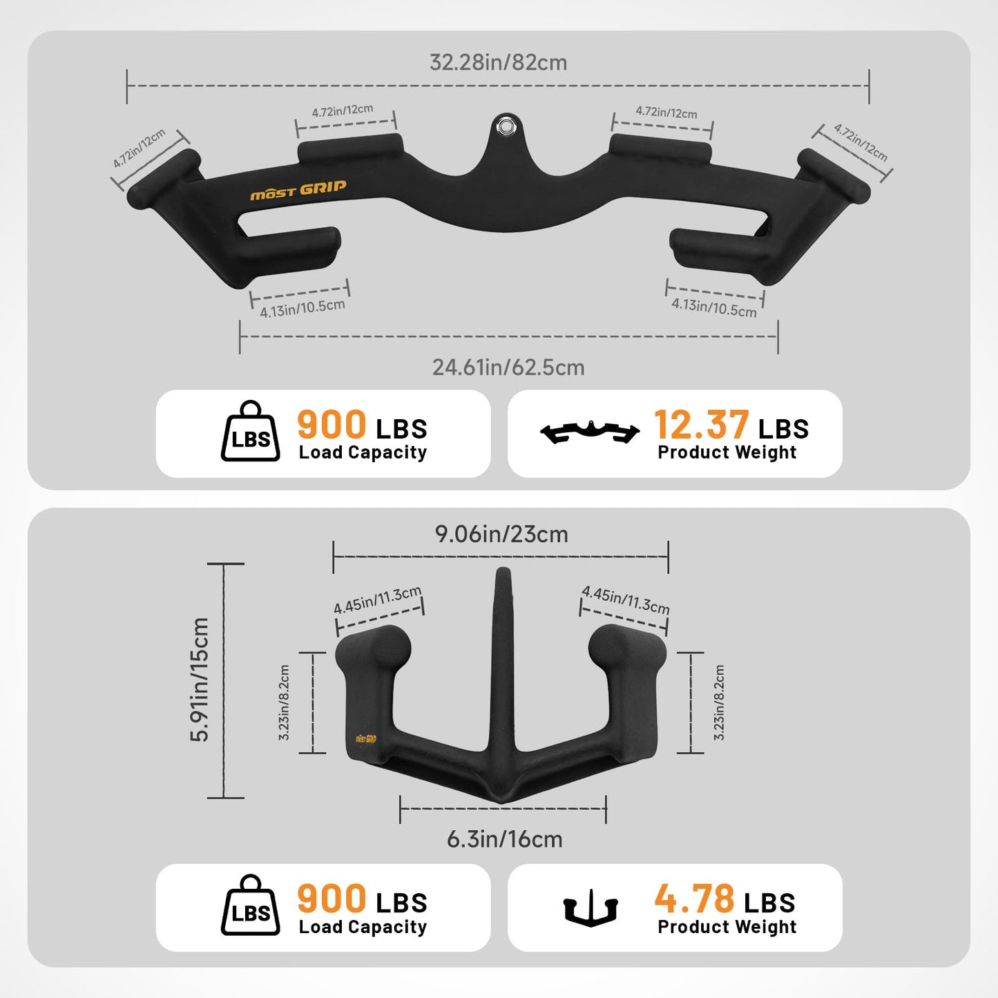 MOST GRIP LAT Pull Down Bars Set, Triangular Stability LAT Pulldown Attachments with 8 Ergonomic Handles for Whole Back Training, Non-Slip Cable Machine Attachment for Gym Home Workout