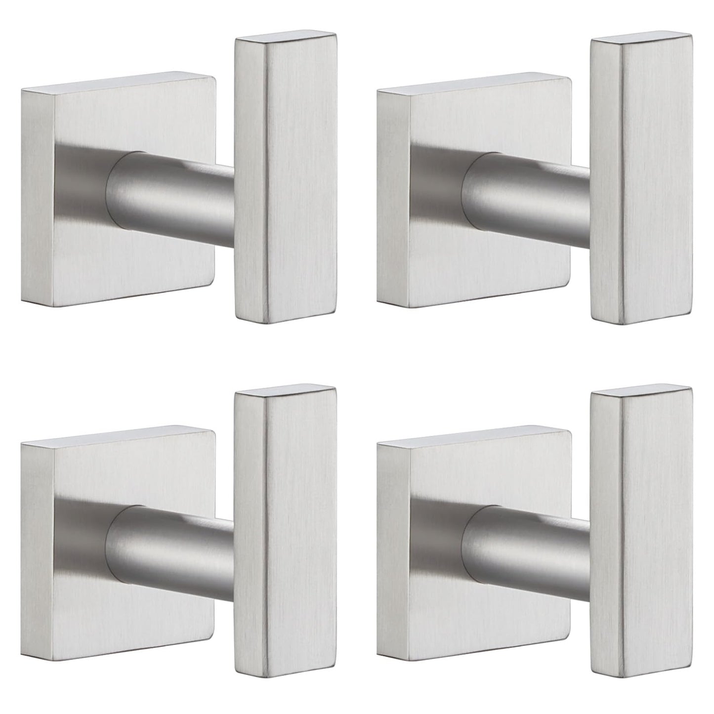 Angle Simple Towel Hooks for Bathroom, SUS304 Stainless Steel Robe Coat Hook Wall Mount, Brushed Nickel, 4 Pack