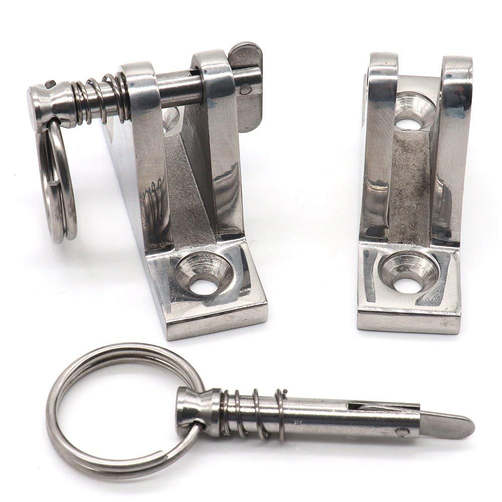 4 Pack Bimini Top Deck Hinge with Pin and Ring, 316 Stainless Steel, Free Installation Screws