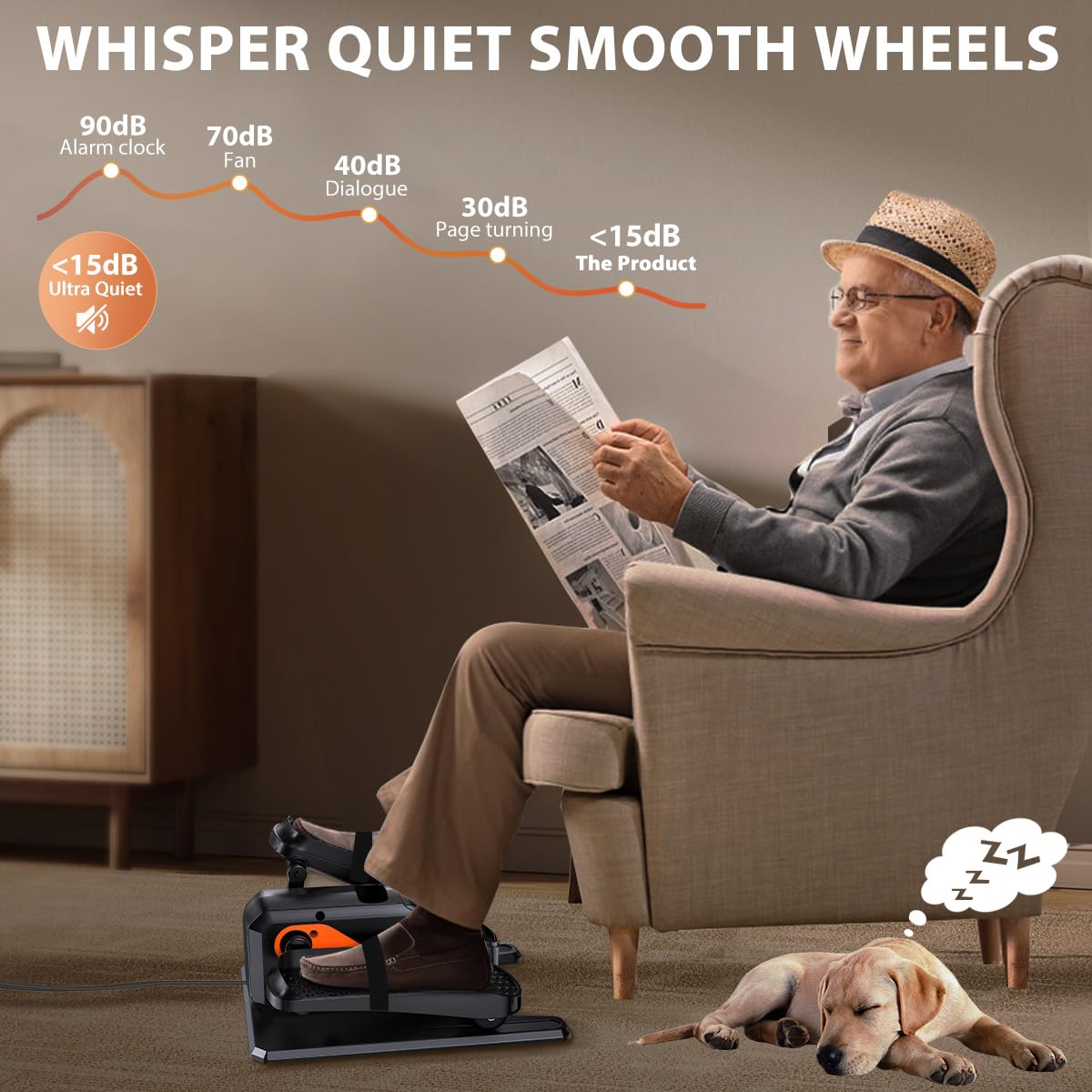 Under Desk Elliptical Machine, Electric Elliptical as Seen on TV for Seniors Adults with 15 Adjustable Speed, Quiet & Portable Electric Seated Pedal Exerciser for Home Office