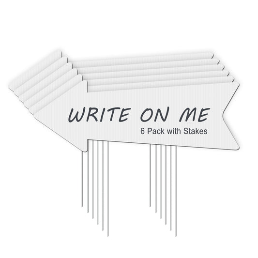 Blank Arrow Signs With Stakes 6 Pack - 17 x 6 Inches Wedding Directional Yard Signs, This Way Arrow Birthday Party Signs