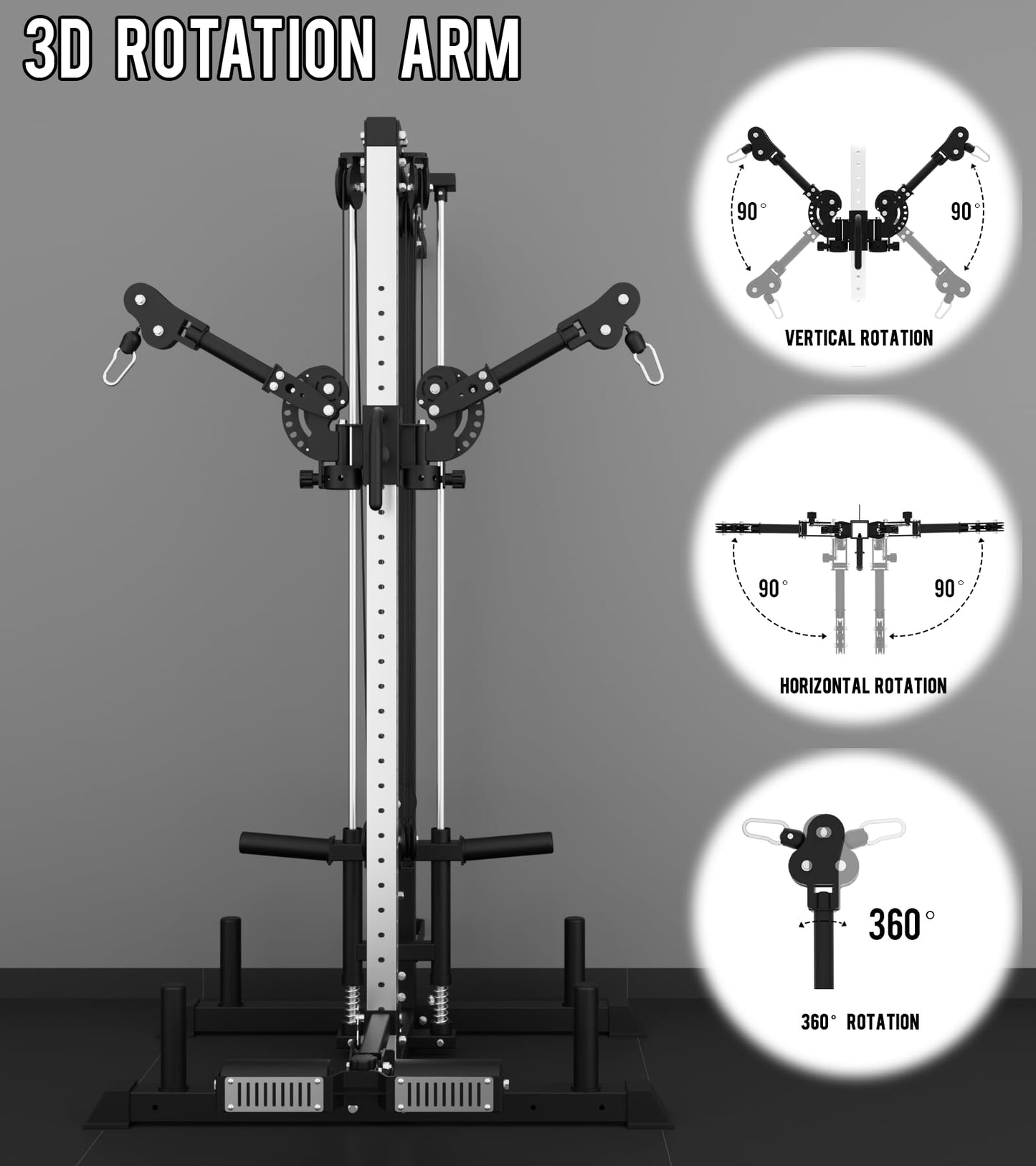 Eonfit E1 2.0 Wall Mounted & Free Standing Cable Machine for Home Gym, LAT Pulldown, Functional Trainer, Cable Crossover Machine Workout Station Pulley System Cable Tower with Leg Holder, Foot Board