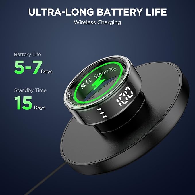 Smart Ring for Women with Display Screen, Sleep Ring for Men with Heart Rate, Fitness Tracker/Step tracker for Activity Monitoring/Steps/Calories,Wireless Charging, for iOS Android (RoseGold,12#)