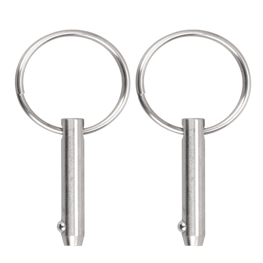 2 PCS Marine 316 Stainless Steel Quick Release Pin Bimini Top Pin, Diameter 1/4"(6.3 mm), Overall Length 1.5"(38 mm), Usable Length 1"(25.4 mm)