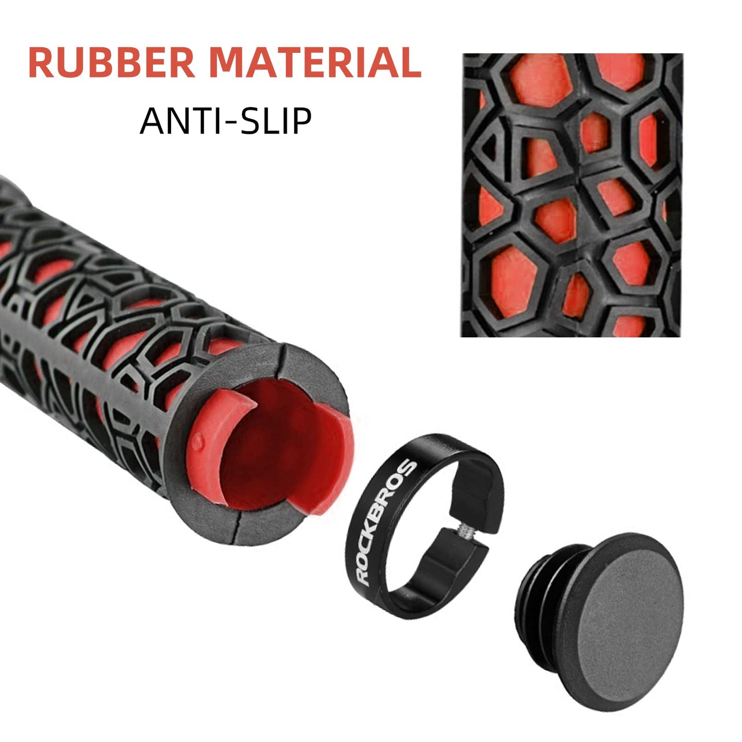 ROCKBROS Bike Handlebar Grips Double Lock-on Bike Grips Non-Slip Bicycle Handlebar Grips for MTB, BMX, Scooters, Folding Bikes 22.2mm