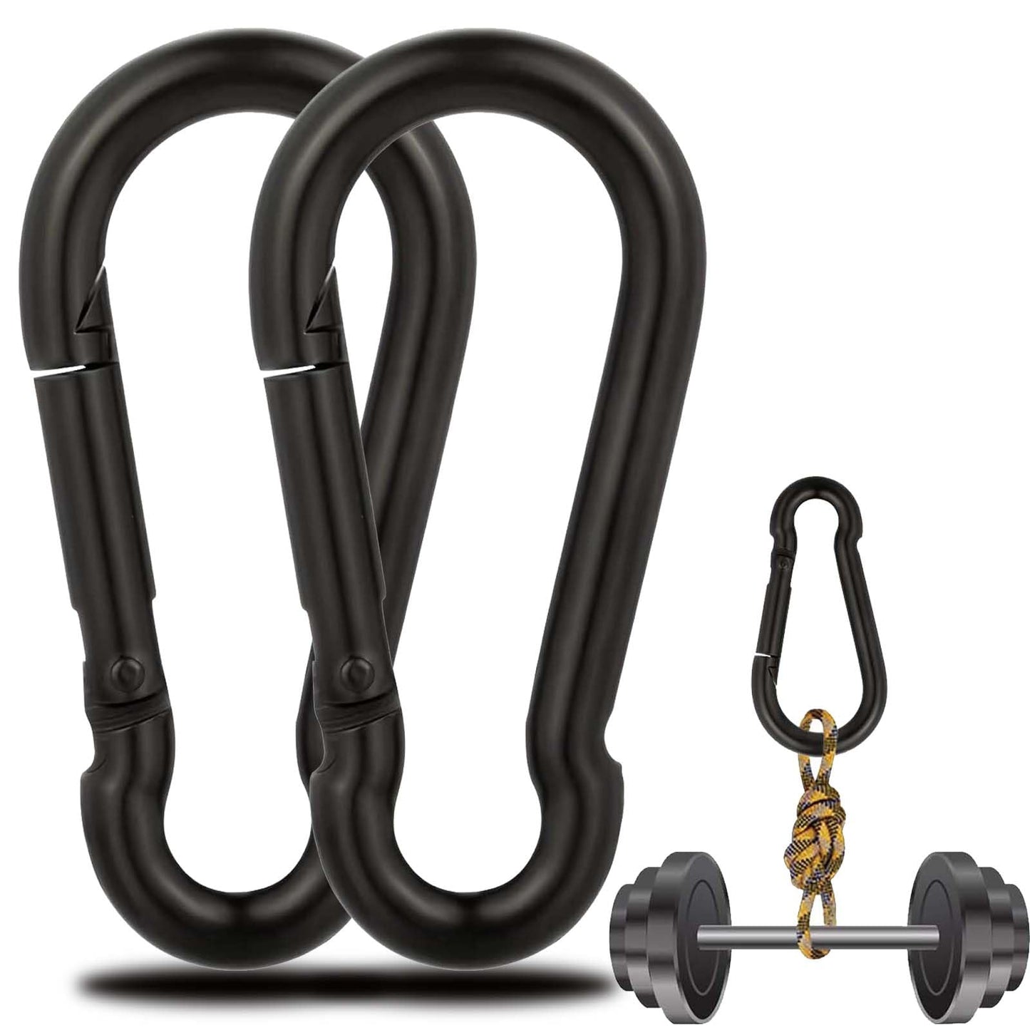 2Pcs Heavy Duty Spring Snap Hooks, 770LBS Capacity, Utility M10 Carabiner Clips, Heavy Duty Carbon Steel Carabiner Quick Link Snap Hooks for Hammock Fitness Gym Outdoor Boating