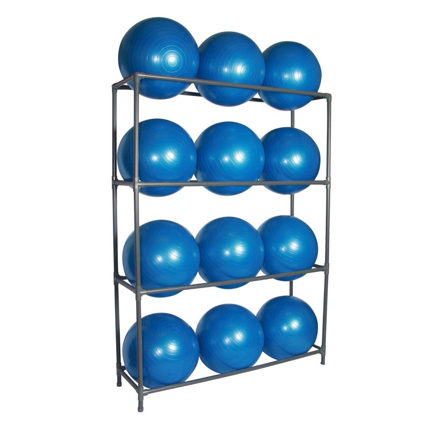 Fitness First Balance Ball Metal Storage Rack – Heavy-Duty Metal Pipe Construction, Easy Assembly, Stable Design – Holds 9 Exercise Balls for Gym or Studio Organization