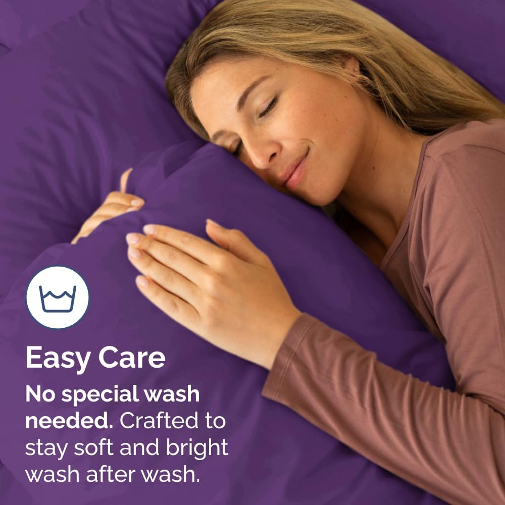 Queen Pillow Cases by [Brand Name] - Ultra Soft Hotel Quality, Wrinkle-Free & Fade Resistant - 4 Piece Set in Purple