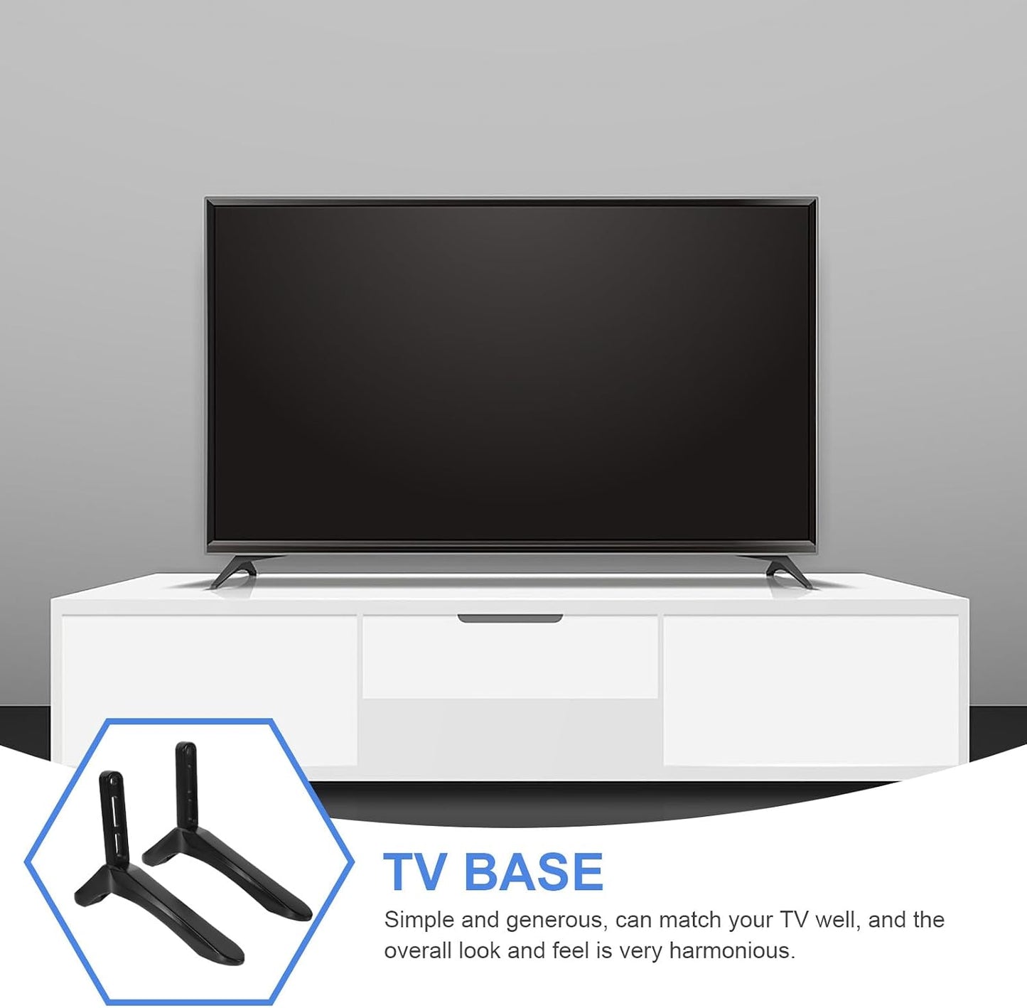 BESPORTBLE TV Stand Base Replacement Stable TV Holder Bracket with Screws Black Desktop Pedestal for Home Living Room