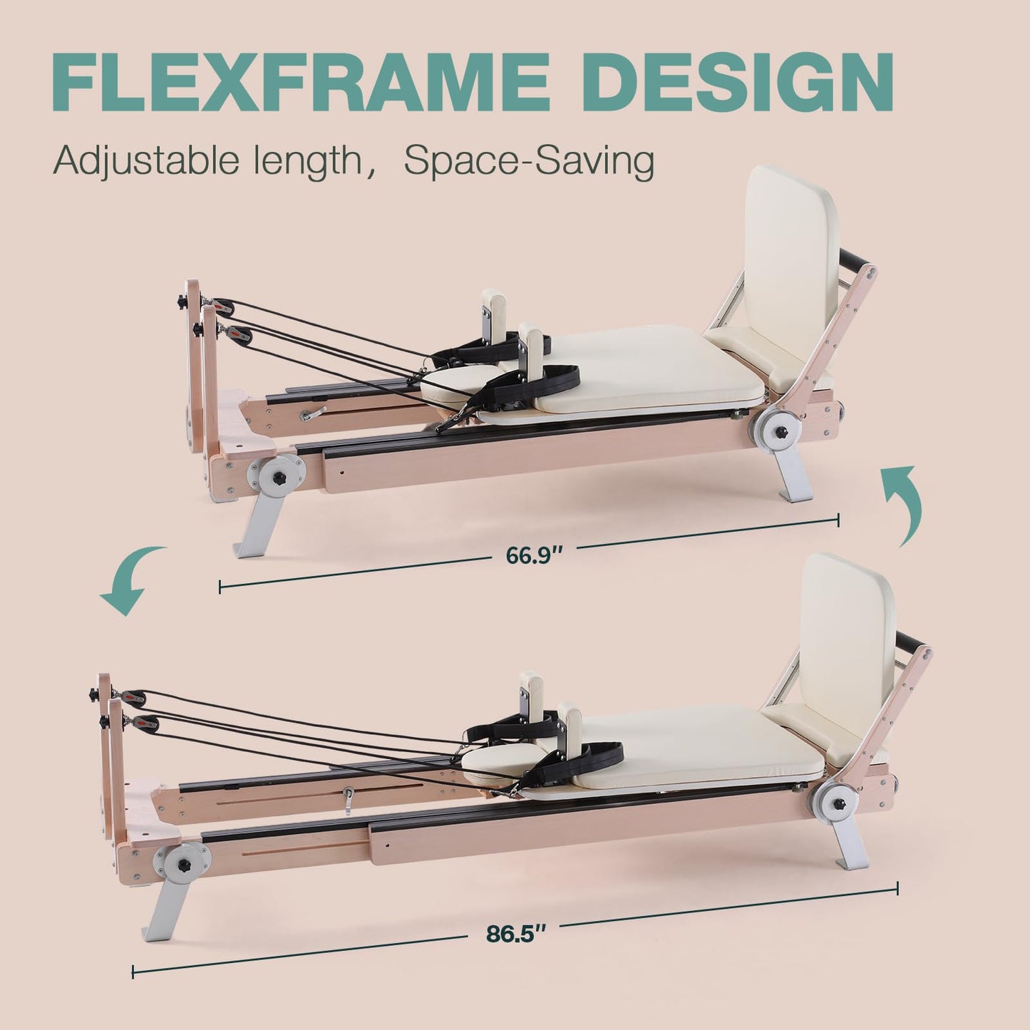 ARKANTOS Pilates Reformer Machine, Adjustable Maple Wooden Frame, Includes Reformer Box & Padded Jump Board for Studio-Grade Home Workouts