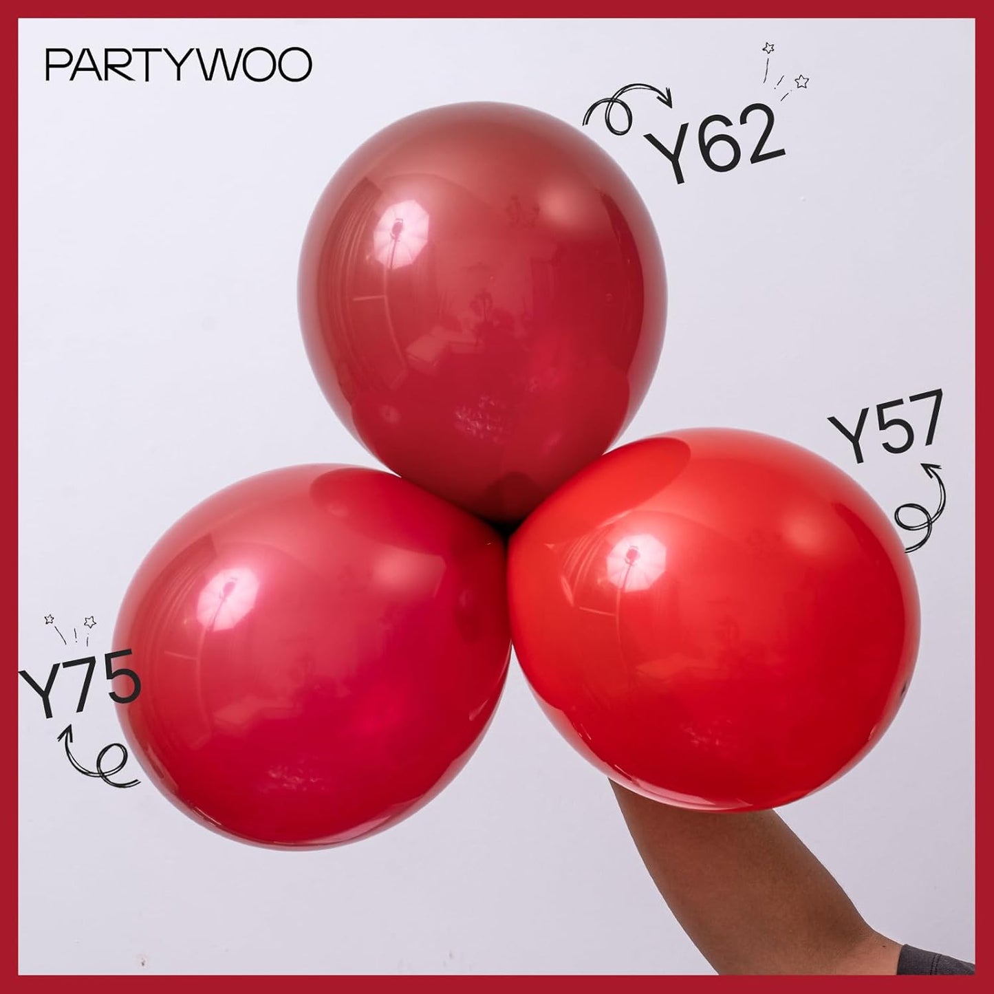 PartyWoo Burgundy Balloons - 100 Pcs in Various Sizes for Birthday & Graduation Decor | Dark Chestnut Red
