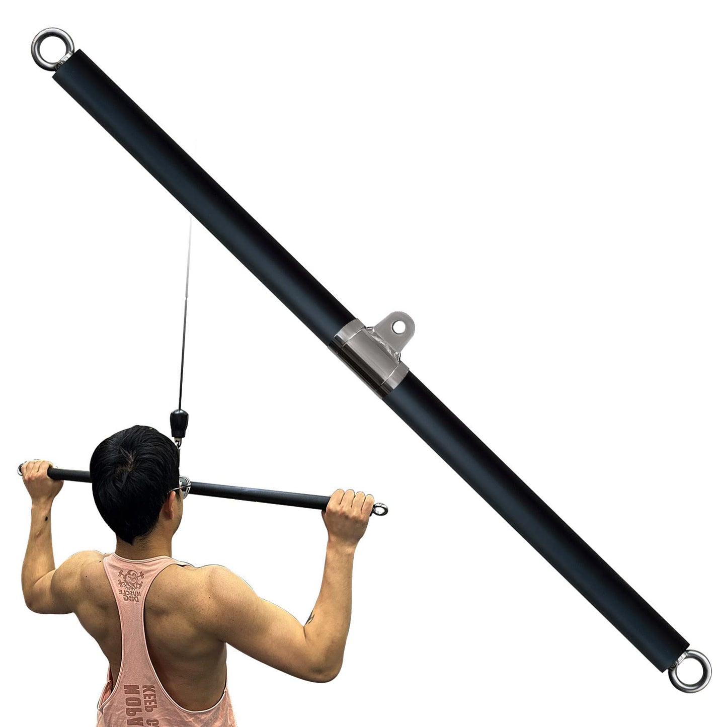 Lat Pull Down Bar for Home Gym Fitness Cable Machine Attachment, Lat Pulldown Attachments, Straight Bar, Long Bar for Fitness (Long bar 1)