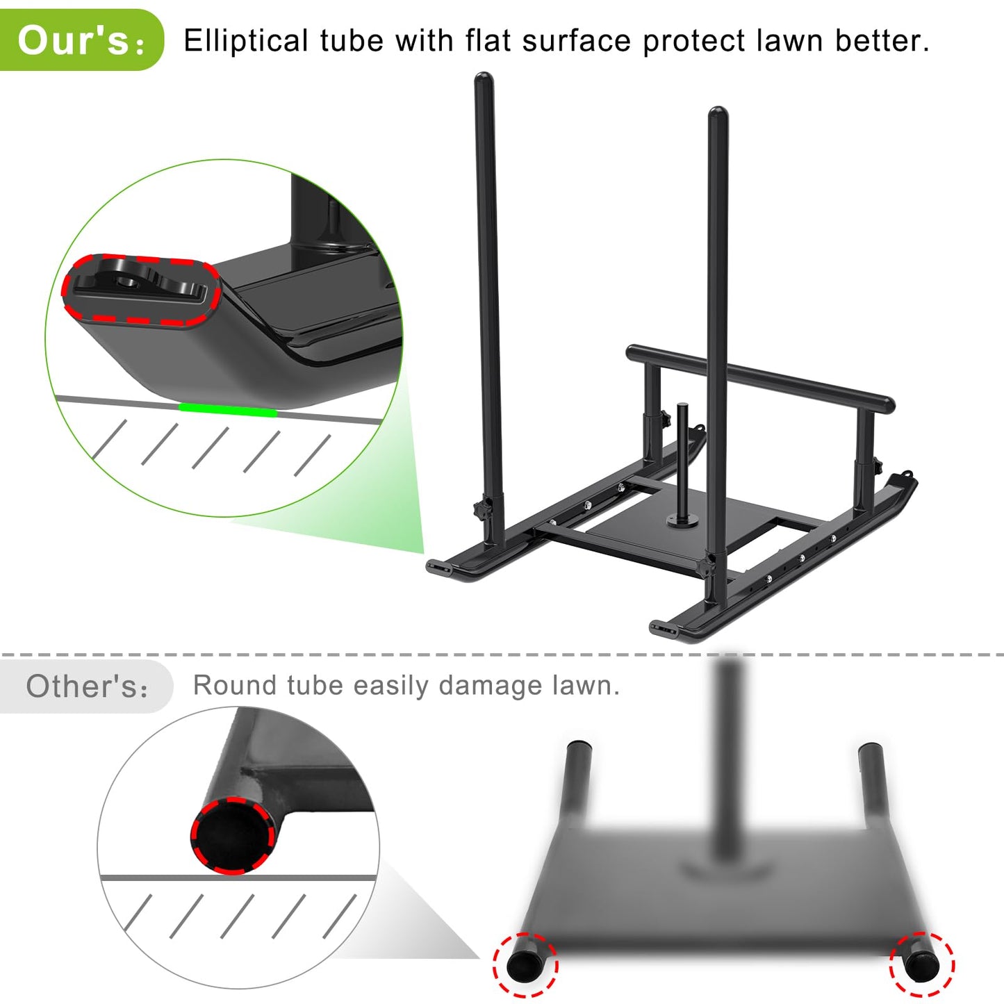 Dolibest Heavy Duty Weight Sled, Fitness Sled, Workout Sled for Fitness Strength Training and Speed Improvement, Push-Pull Prowler Training, Suitable for 1-2" Weight Plates, Black