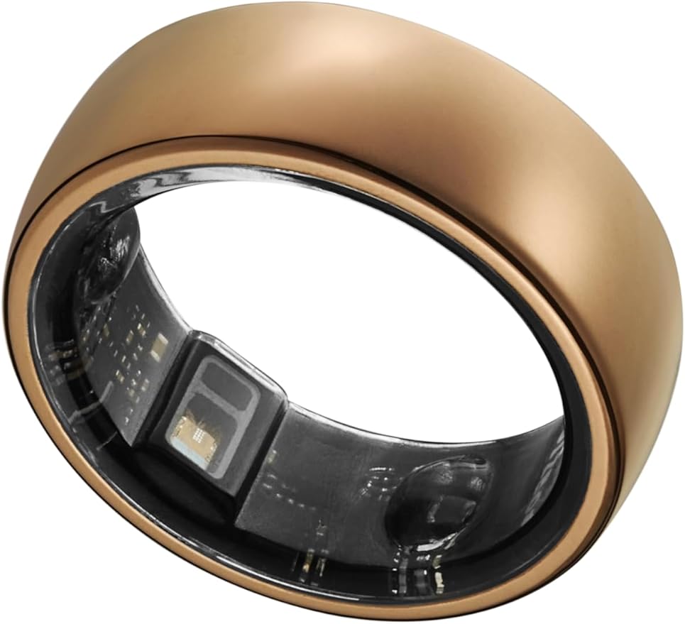 Smart Ring, Activity Trackers, Sleep Ring, Fitness Tracking, Stress Tracker, Heart Rate, Meditation, Temperature, Respiratory, No App Subscription, Women, Men, iOS, Android (Rosegold, 9)