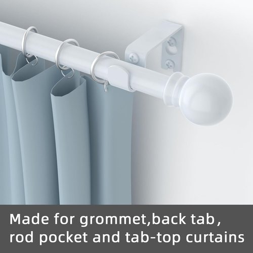 GXOACKJ Heavy-Duty Decorative Curtain Rods - 32-48 Inch, 5/8 Inch White Metal Set with Brackets