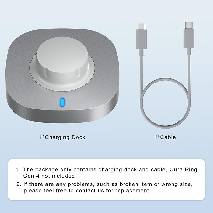 Compatible with Oura Ring Gen 4 Charger Size 12, Fast Charging Dock with USB-C Cable