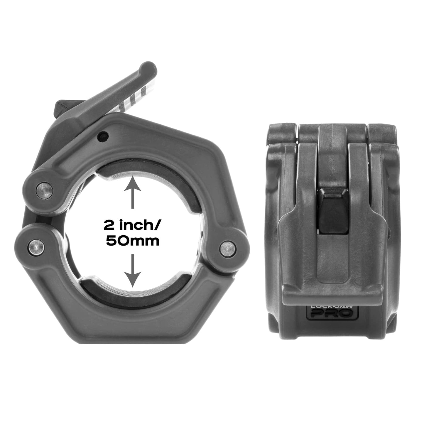 Lock-Jaw PRO 2 Barbell Collars Olympic Barbell Clamps 2 Pcs – Heavy Duty Bar Clamps for 2” & 50mm Olympic Bars – Secure Weight Bar Clamps for Strength Training & Home Gym Accessories – Blue