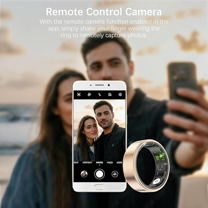 Smart Health Rings for Women Men, Fitness Tracker with Heart Rate, Blood Oxygen, HRV, Sleep Tracker, Step Tracker, No Subscription Fee, IP68 Waterproof Smart Ring for iphone & Android (Gold, 9#)