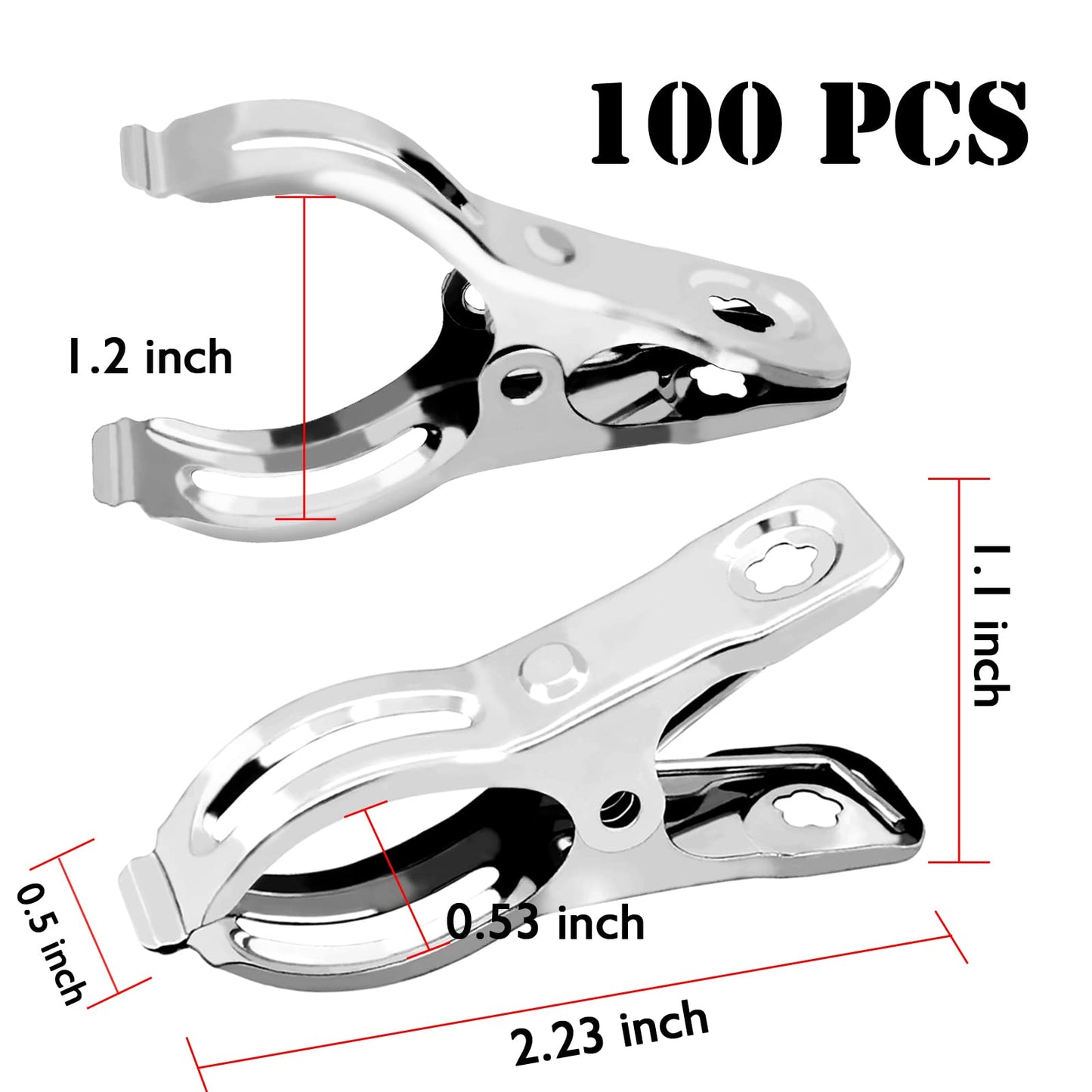 BESTEEL Upgraded 100 PCS Garden Clips, Greenhouse Clamps 100% Stainless Steel Heavy Duty Greenhuose Clips for Netting - Strong Grip to Hold Down Shade Cloth or Plant Cover on Garden Greenhouse Hoops
