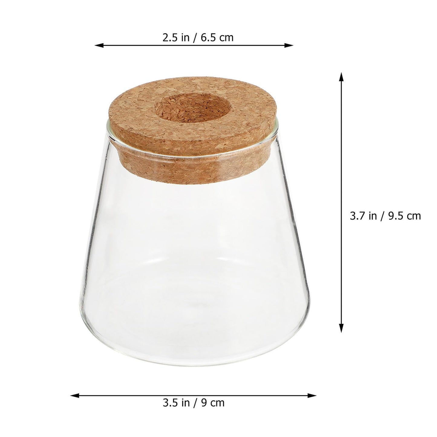 CONGARTENO 2pcs Glass Terrarium Vases for Hydroponics Plants, Small Glass Containers with 6.5cm Opening, Desktop Plant Holders for Office and Home Gardening