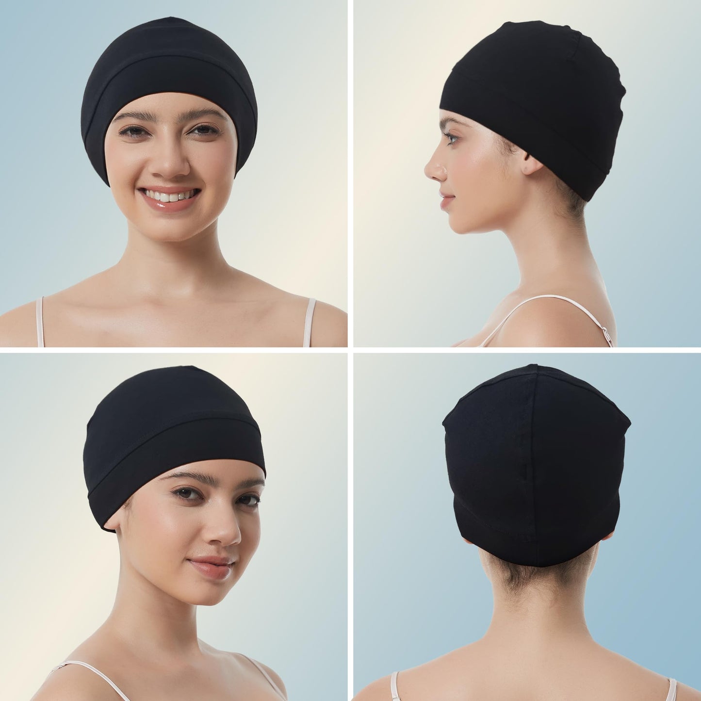Simapu Cotton Skull Cap, Skull Caps for Men Women, 2-Pack Lightweight Beanie Running Cycling Breathable Helmet Liner Night Cap Sleep Hats