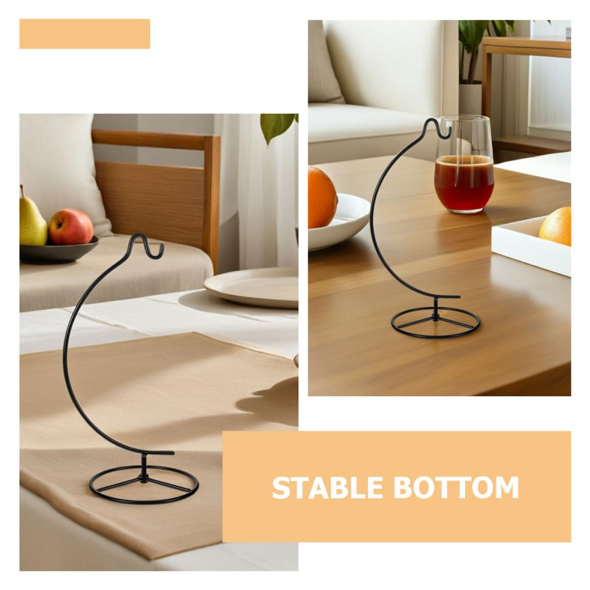 OKUMEYR 2pcs Moon Shaped Iron Hanging Stand Flower Pot Bracket Wire Hook for Air Plant Terrarium Glass Globe Ornament Display Holder Home Decoration
