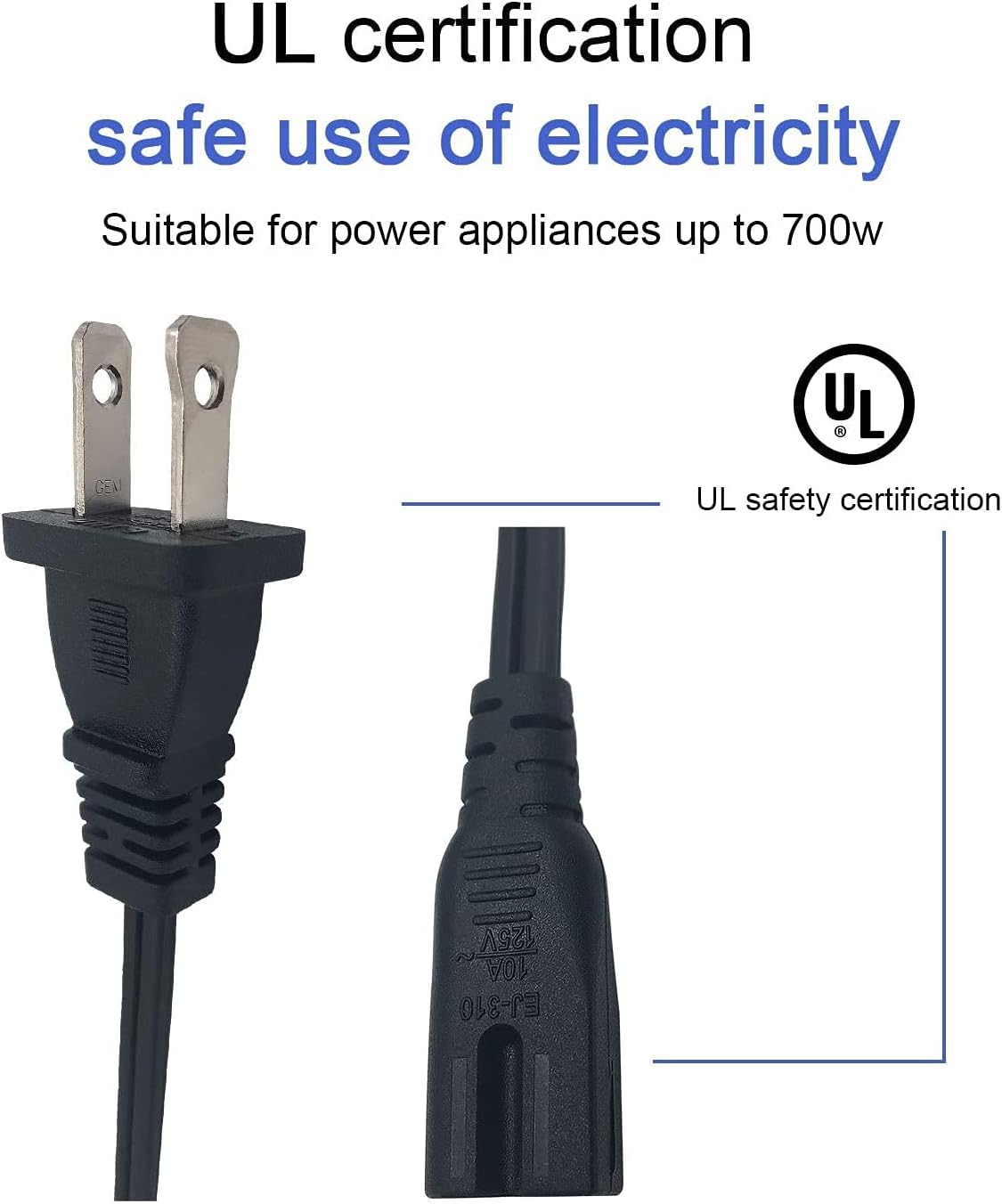 BestCH 120V 60Hz 20W SA-CT60BT SACT60BT SA-CT60 220-240V) AC Power Cord Outlet Socket Cable Plug Lead for Sony Active