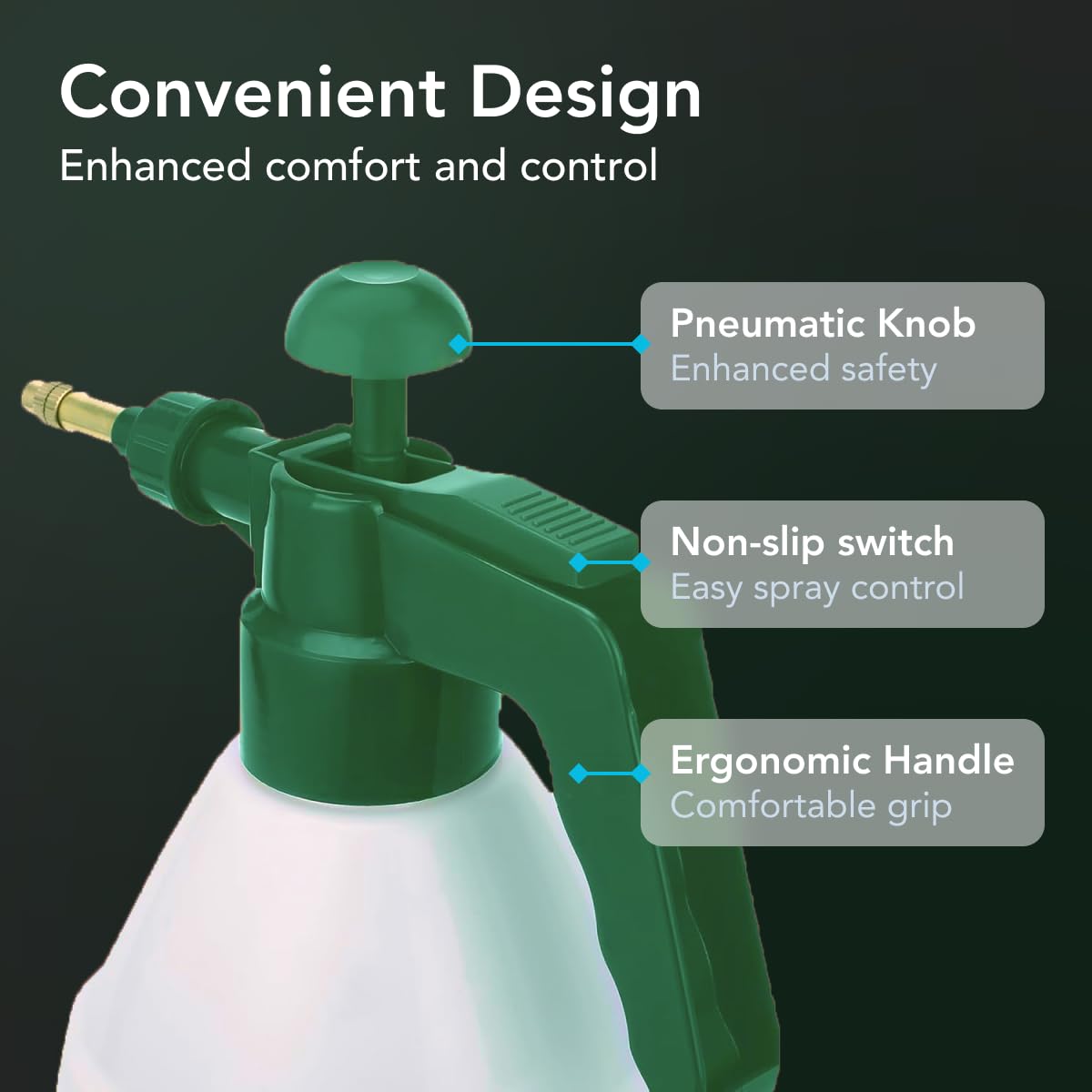 Flora Handheld Garden Pump Sprayer, 0.4 Gallon (50 oz/1.5L) Pressure Water Bottle with Adjustable Brass Nozzle, for Plants, Lawn, and Cleaning (Green) or (Red)