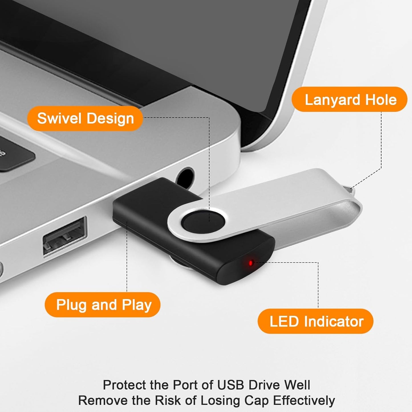 MECHEER 128MB 20 Pack, 2.0 Flash Drive Bulk USB Flash Drives USB Thumb Drive Photo Stick Jump Drives with Lanyards