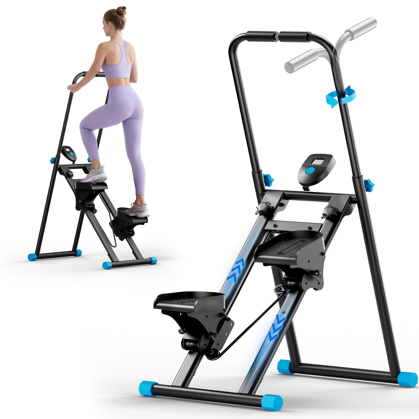 ZCMHAXJ Foldable Stair Stepper for Home, Adjustable Stair Climber with 4 Heights & 3 Angles, Compact Folding Vertical Stair Master for Exercise at Home for Full-Body Workout