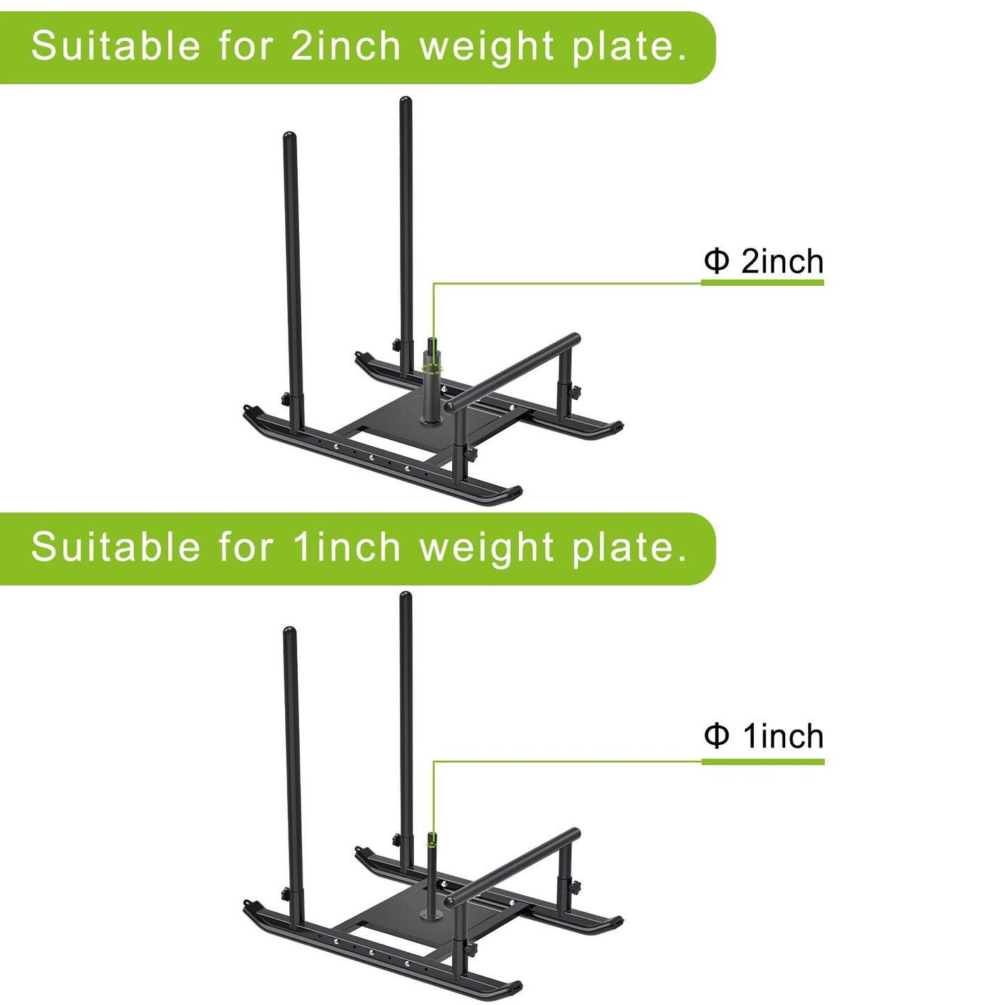 Dolibest Heavy Duty Weight Sled, Fitness Sled, Workout Sled for Fitness Strength Training and Speed Improvement, Push-Pull Prowler Training, Suitable for 1-2" Weight Plates, Black