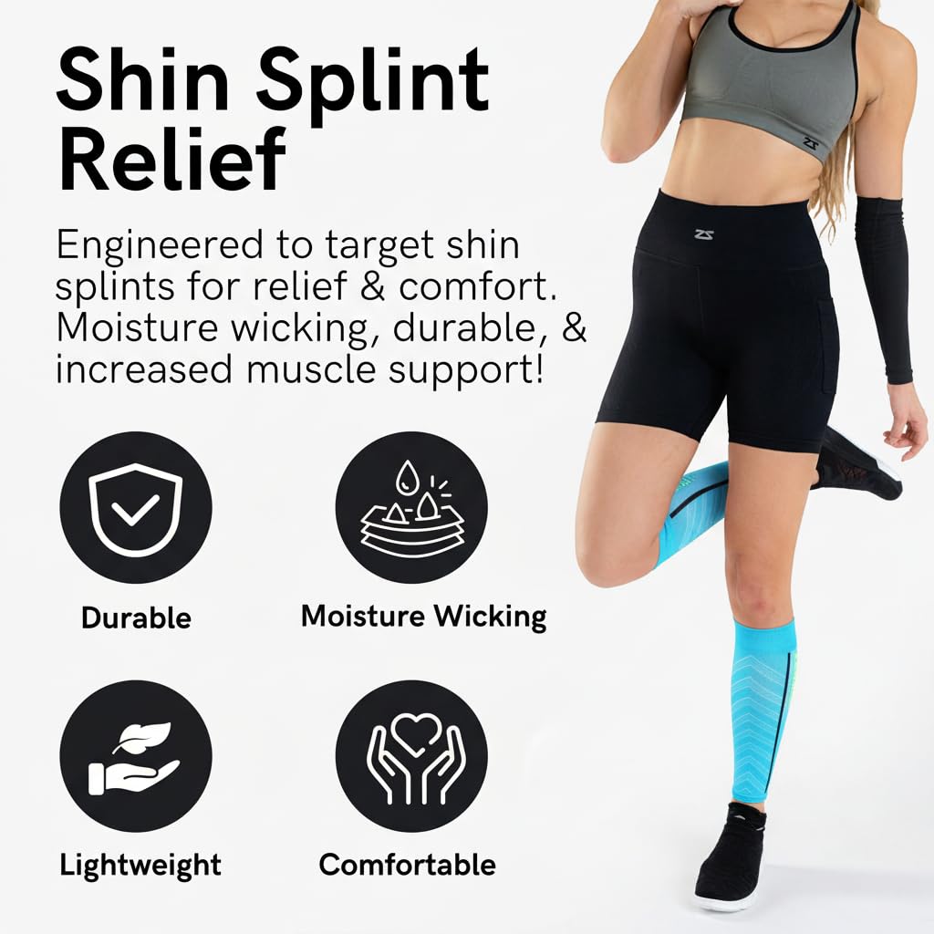 Zensah Featherweight Compression Leg Sleeves - Relieve Shin Splints, Calf Strains (Heather Grey, Small)