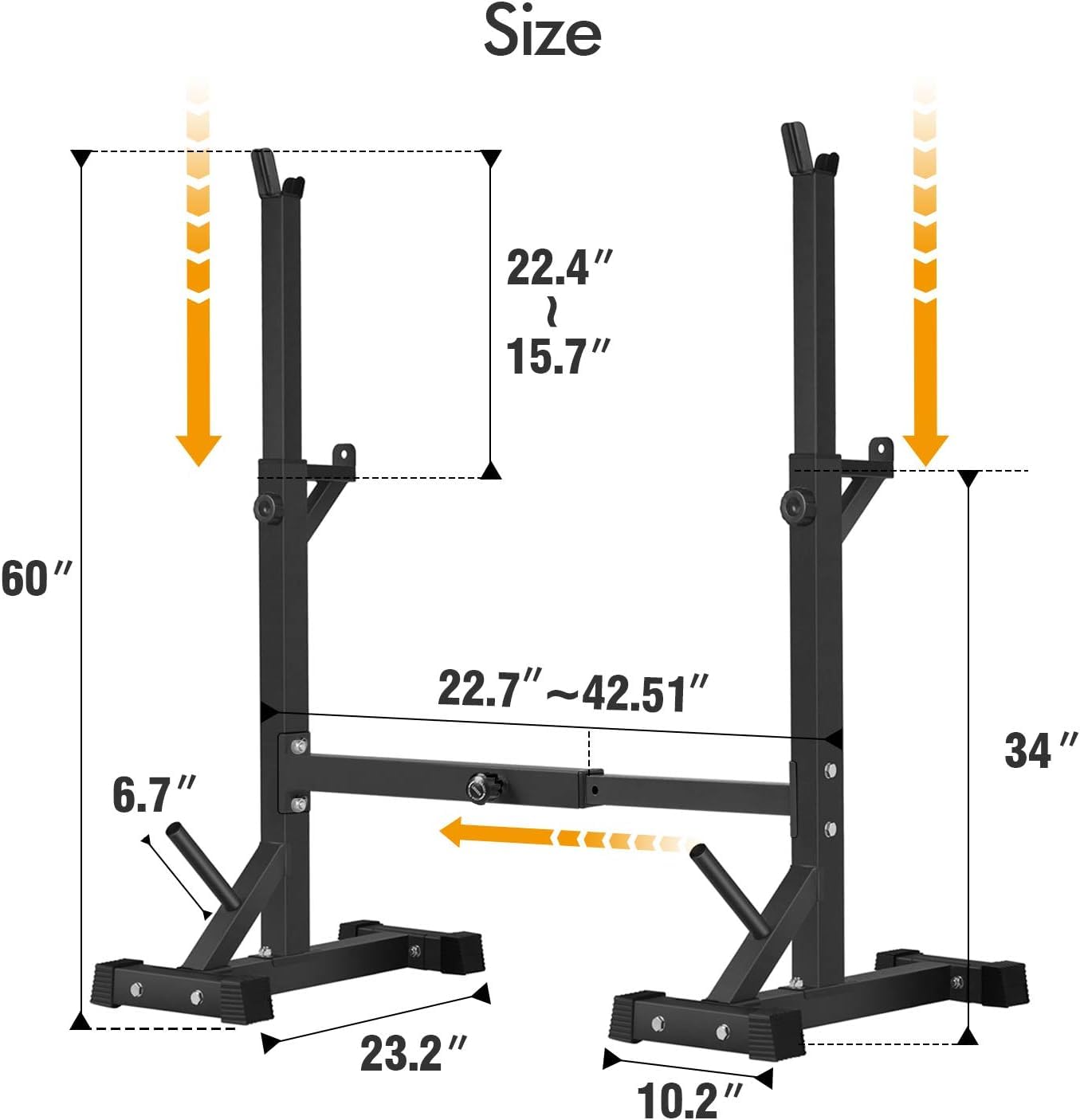 BangTong&Li Squat Rack Stand,Barbell Rack,Bench Press Rack Stand Home Gym Adjustable Weight Rack 550Lbs (Black)