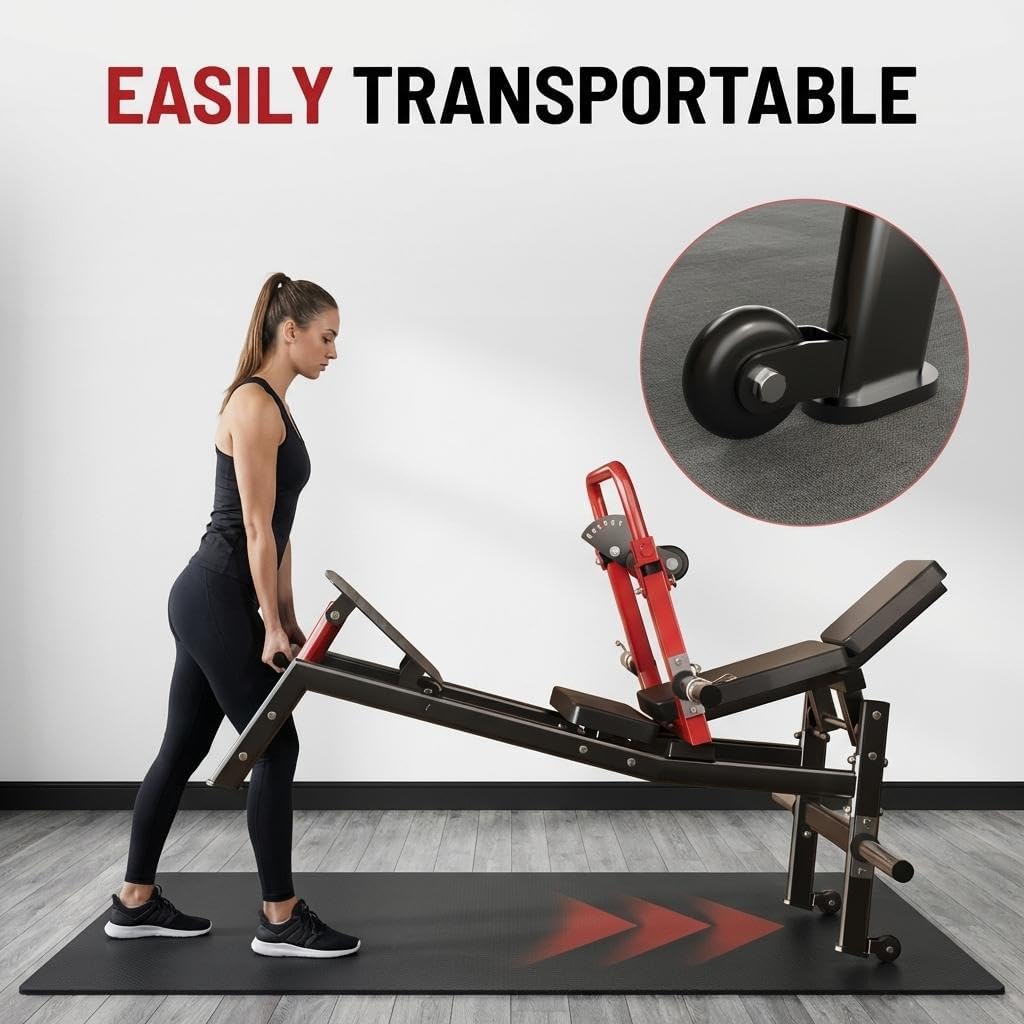 Hip Thrust Machine, 900LBS Capacity Plate-Loaded Glute Bridge Machine with Adjustable Footboard & Safety Bar, Heavy Duty Butt Builder for Home Gym
