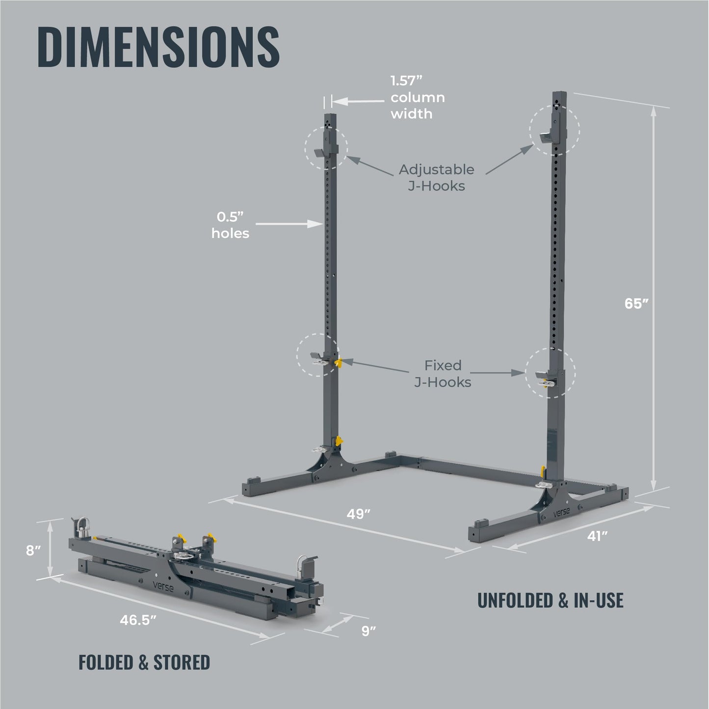 Verse Agile Rack - Portable Multipurpose Squat Rack Bench Press Barbell Rack - Heavy Duty Holds Up To 700lbs - 2 Min Set Up - Folds for Easy Storage - Perfect for Home Gyms & Training Studios