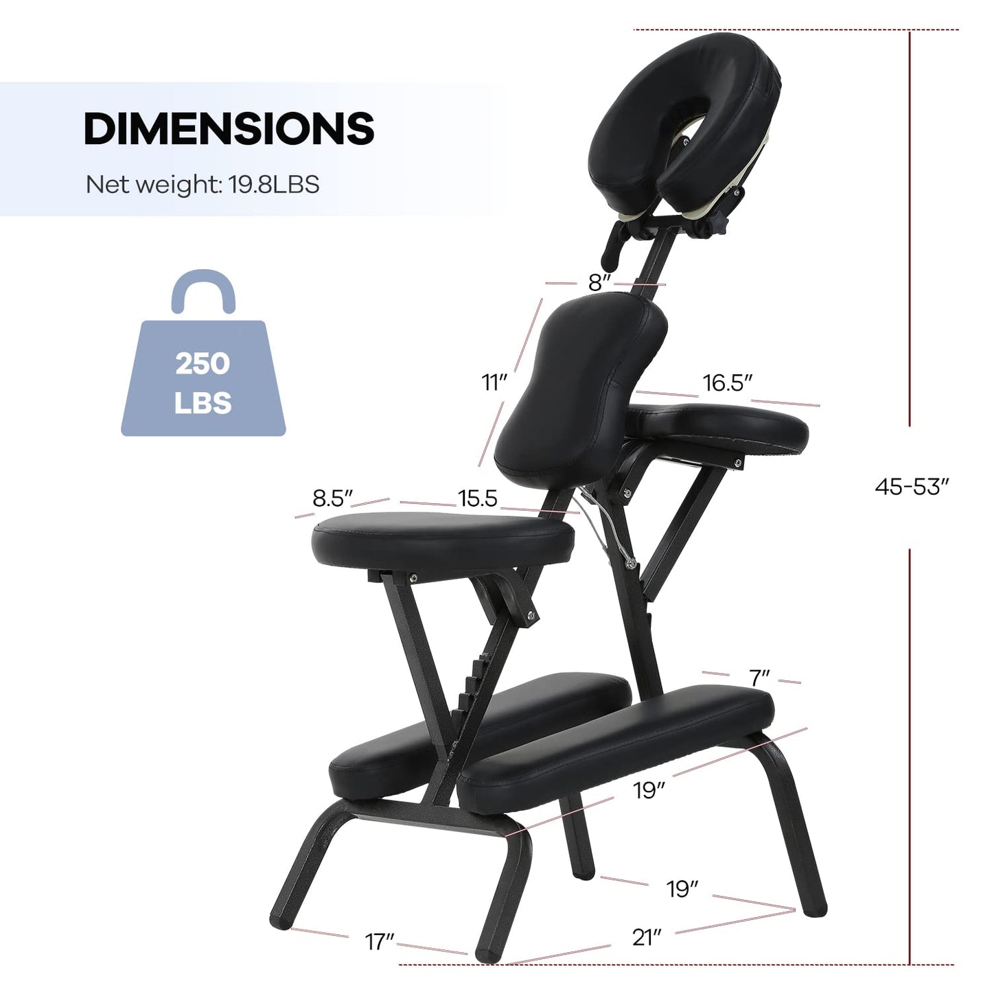 Folding Massage Chair, Portable Therapy Tattoo Chairwith 4 Inches Thickness Sponge,Ergonomic Adjustable Lightweight Beauty Chair for Tattoo, Spa, Salon and Treatment