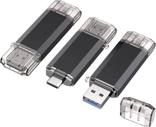 Vansuny 3 Pack 32GB 2 1 3.0 USB C Flash Drive in OTG USB + USB C Memory Stick with Keychain Dual Type C Thumb Drive