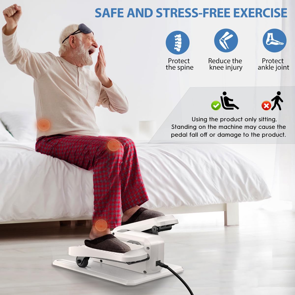 Under Desk Elliptical Machine, Electric Elliptical as Seen on TV for Seniors Adults with 15 Adjustable Speed, Quiet & Portable Electric Seated Pedal Exerciser for Home Office