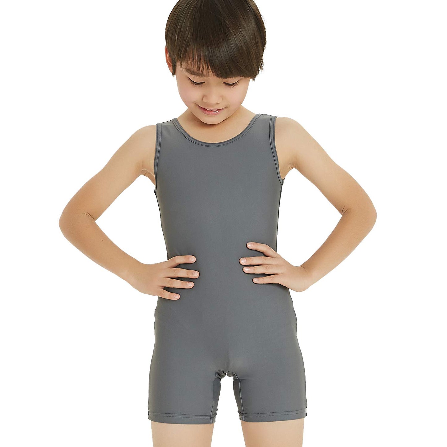Boy's Gymnastics Unitard Toddler Ballet Dance Practice Atheletic Competition Training Leotard Gray,MC