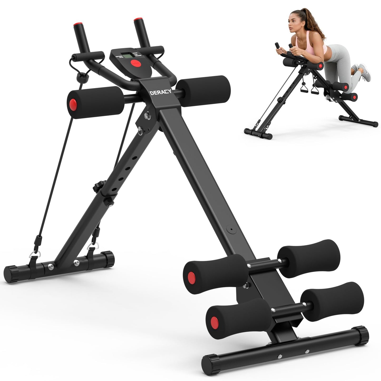 DERACY Ab Workout Machine Adjustable Ab Trainer Abdominal Trainer for Home Gym Foldable Ab Crunch Machine for Core 440 LBS (Black)