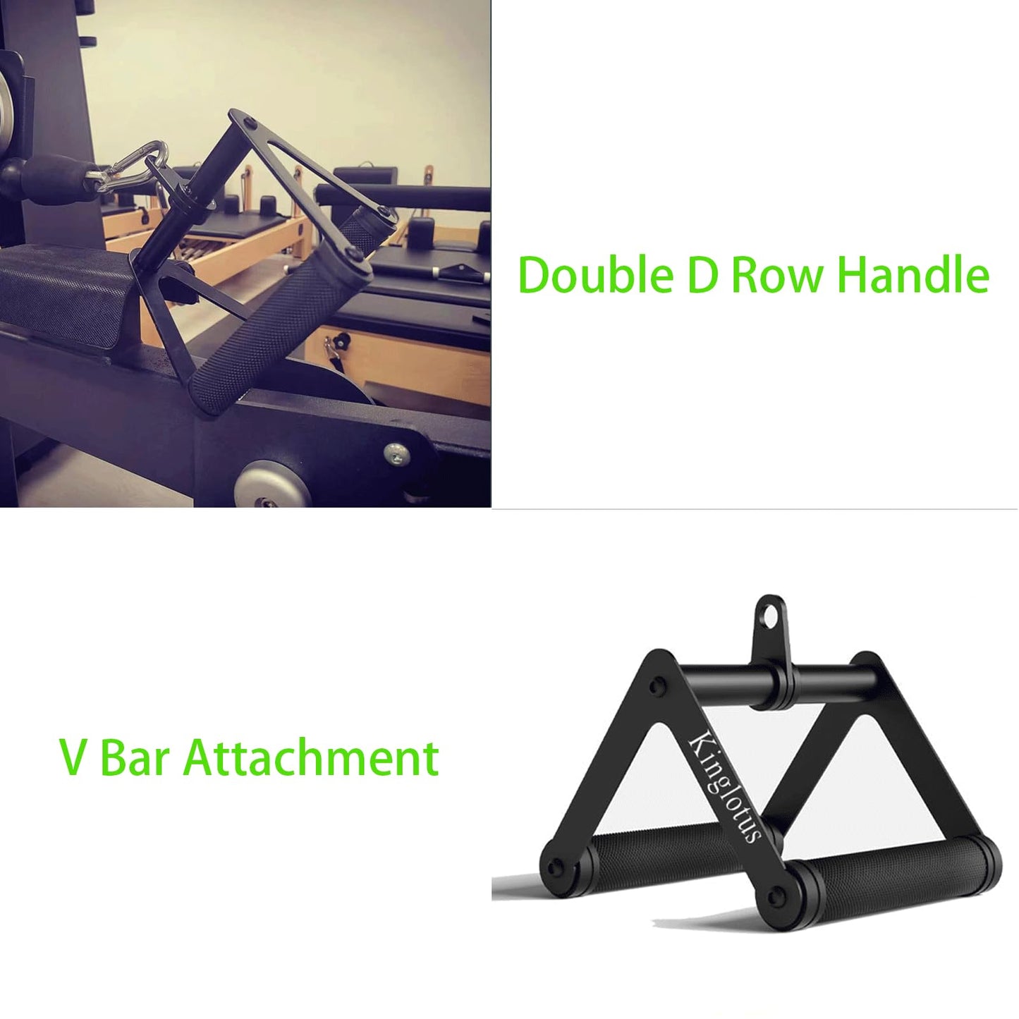 Kinglotus Cable Machine Attachments Set, Home Gym Accessories with 39" LAT Pull Down Bar, Straight Bar, V-Shaped Bar, Tricep Rope, Double D Handles, Weight Workout Equipment for Strength Training