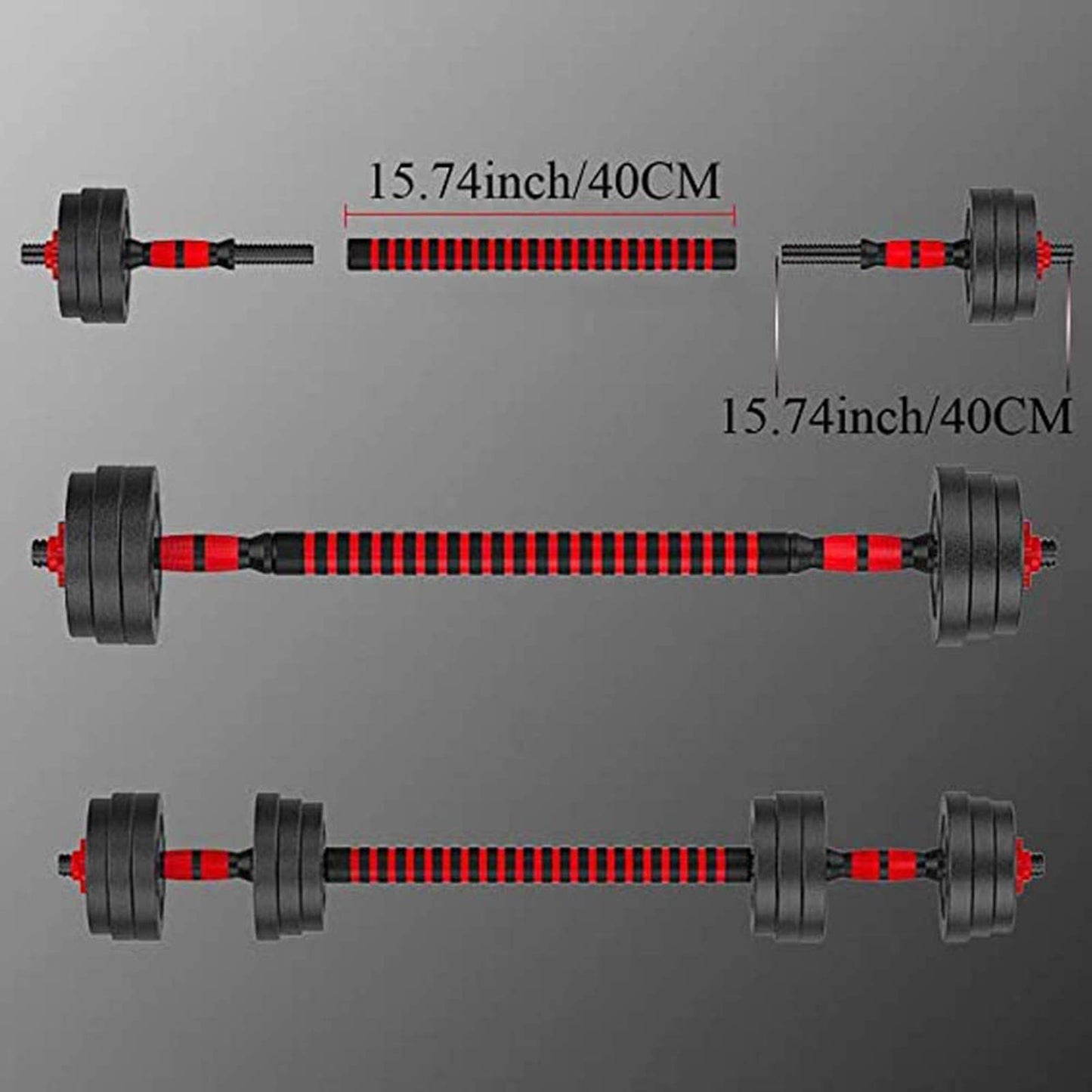 Detetap Dumbbell Bars Adjustable Dumbbell Weight Set Barbell Lifting - 2 x 15.74in Bars and 1 x 15.74in Connecting Rods for Gym Home 1