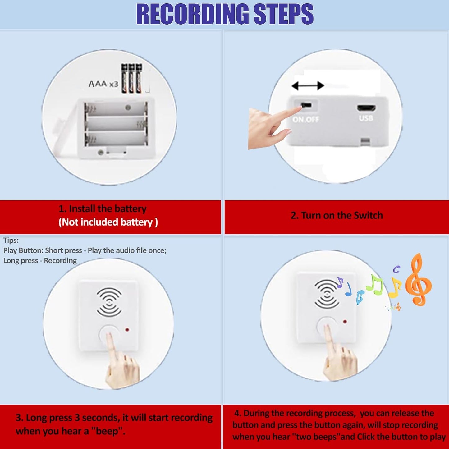 XLW 16 Items,etc-White-2P Minutes Voice Recorder for Stuffed Animals,Voice Box for Recordable Presents Button Sound Box