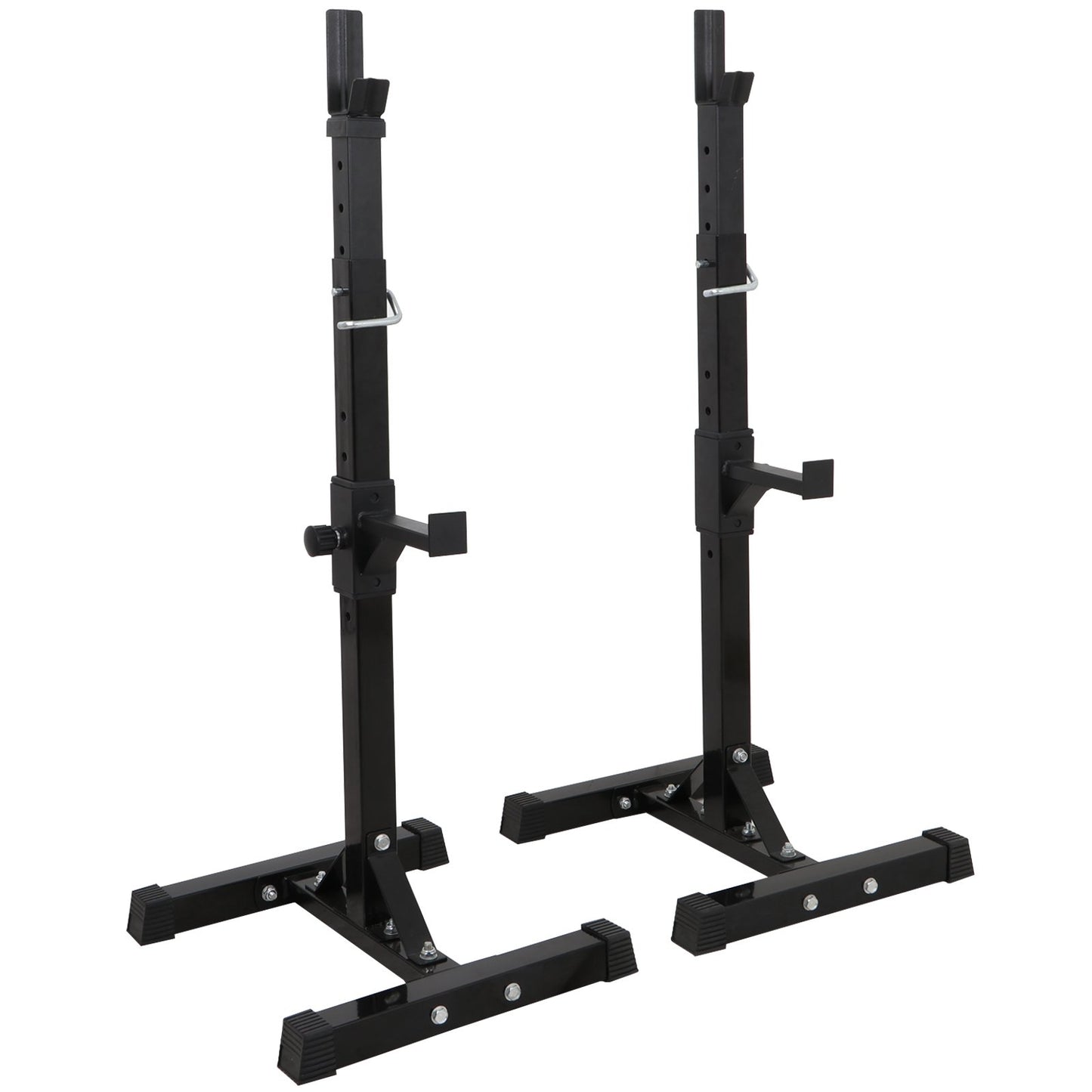Saturnpower Pair of Adjustable Squat Rack 40inch-66inch Barbell Bracket Solid Steel Free Press Bench, Home Gym Portable Dumbbell Racks Stands, Family Sports Fitness Equipment,Black
