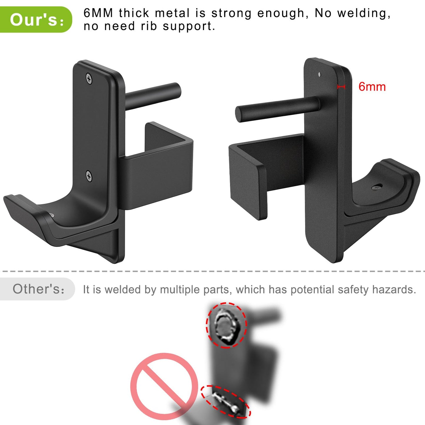 Kipika Safety Spotter Arms and J-Hooks for 2" x 2" Power Racks with 5/8" or 1" Hole - Heavy Duty Barbell Holders and Catches with Rubber Pads - Power Rack Attachments for Squat, Bench Press and More