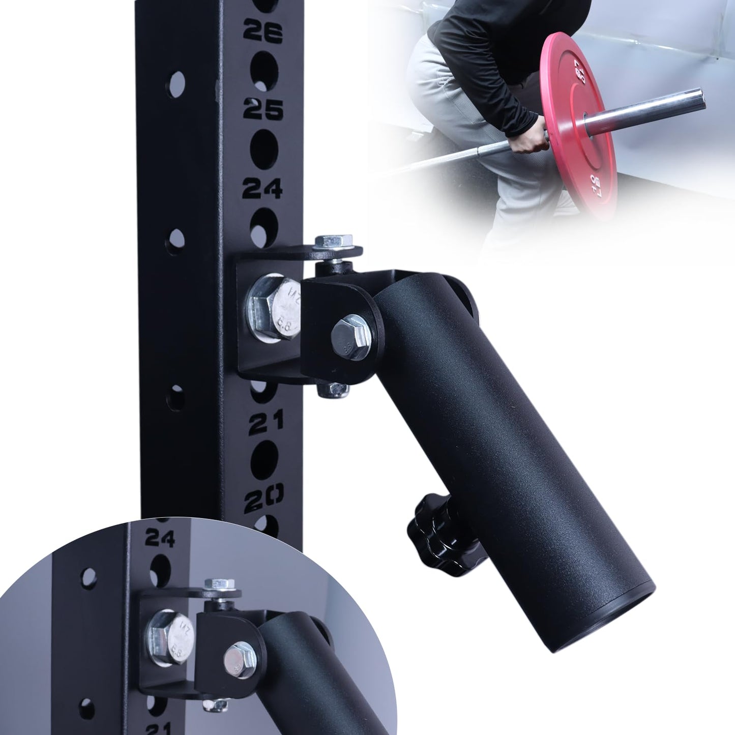 FNKTEK T-Bar Row Landmine Attachment for Barbell 360° Swivel Landmine Base Fits 2” Olympic Bar,Gym Home Fitness,Squat,Deadlifts (16mm Aperture)