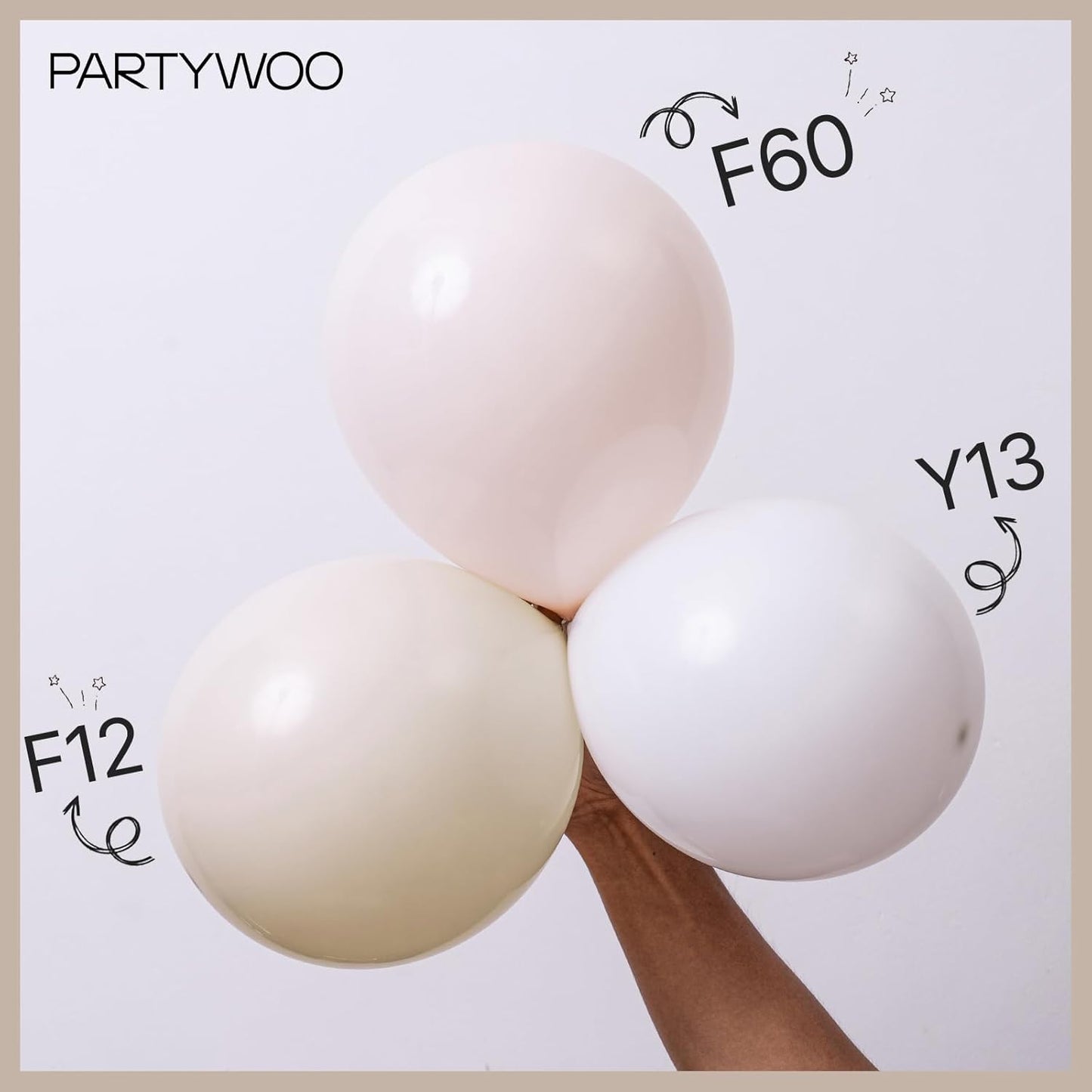 PartyWoo White Sand Balloons - 50 Pcs 5-Inch Mini Beige & Cream Latex Balloons for Weddings & Celebrations
