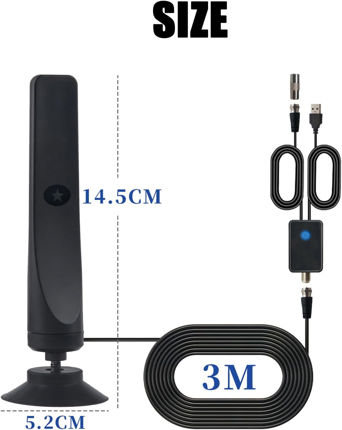 Generic 4K,1080P (1Pc) TV Antenna, HD Digital Antenna/Signal Booster with Crisp HDTV Display Remote, Indoor Wave Beam